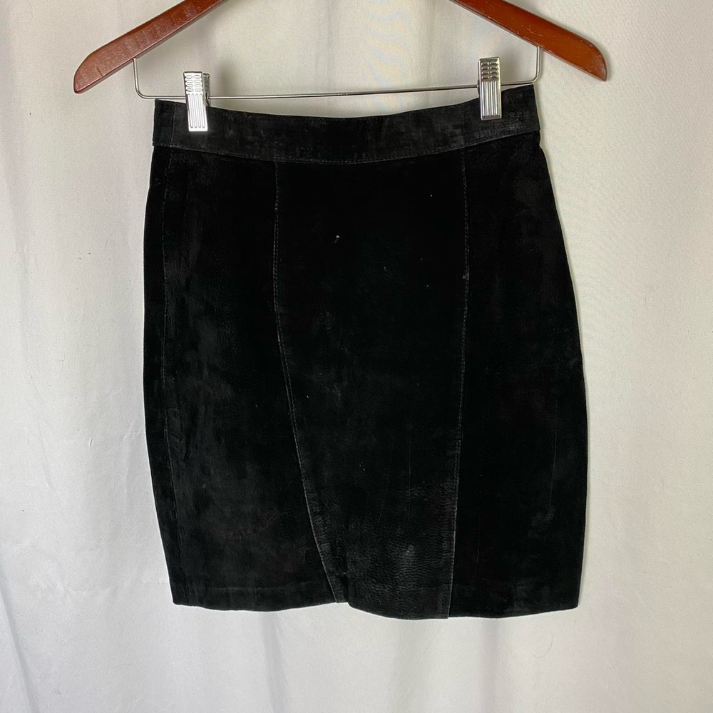 Vintage Black Leather Mini Skirt